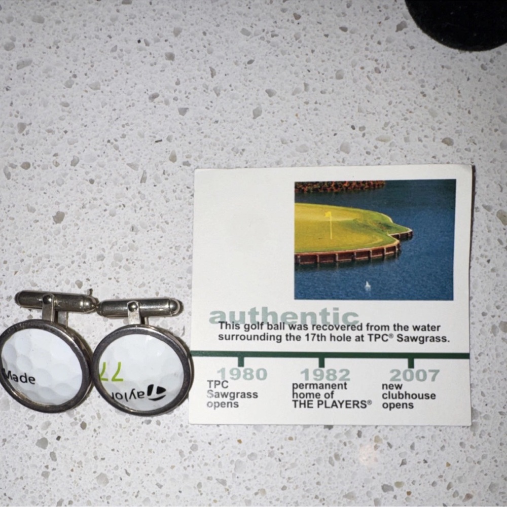 Golf Ball Cufflinks with TPC Sawgrass Card